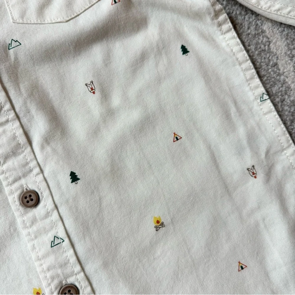 Gymboree Camping Themed Soft Button Down Shirt Boys XXS 3